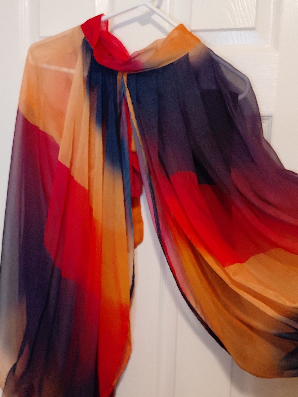 Sheer Multi-Color Ombre  - Red, Orange, Navy